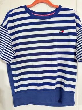 Tommy Hilfiger Blue & White Striped Short Sleeve Tee